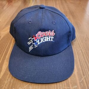 Vtg Coors Light Snapback Hat K-Products Made In USA Vtg Hat Navy Blue One Size